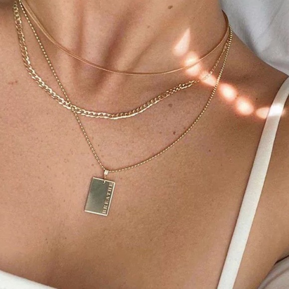 NEW 18K GOLD ENGRAVED LETTERS BEADS CHAIN NECKLACE, NICE NECKLACE, CUTE NECKLACE - Picture 7 of 7